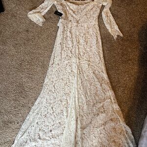 NWT Lulus Elegant Cream Lace Dress